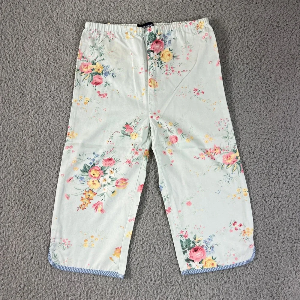 Ralph Lauren Pajama Set Girls Size 5‎ Mint Green Floral Avignon Sleeveless Pants